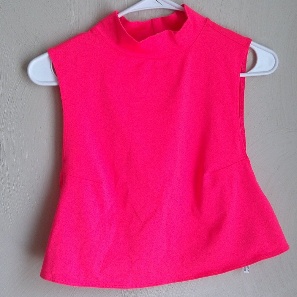 Free People Movement Women's Neon Coral Pink Hi-Neck Athletic Tank Top